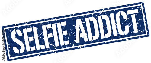selfie addict square grunge stamp