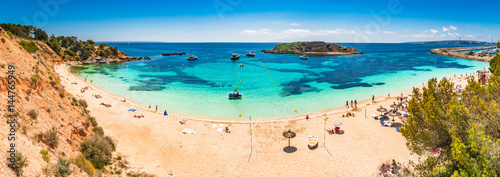 Beautiful panorama view of the beach Cala Portals Nous Platja de l'Oratori on Majorca island Mediterranean Sea