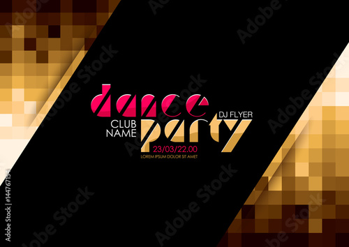 Horizontal bright music party flyer with graphic elements and place for text.  