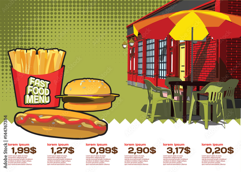 Vintage fast food menu street food Stock Vector | Adobe Stock