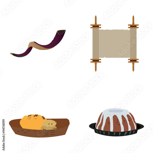 Set of traditional jewish related objects, Vector illustration photo