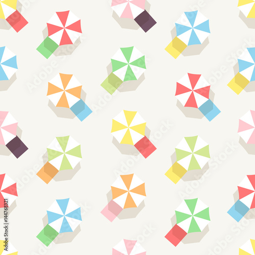 Colorful Beach Umbrella Seamless Pattern. Flat Design Style. 