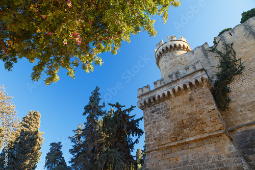 Fortifications Medieval Castle of the Knights Greece. It is one of the few examples of Gothic architecture in Greece. photo