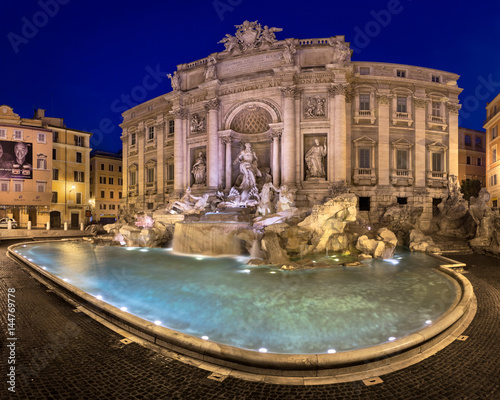 Trevi Fountain and Piazza di Trevi in the Morning, Rome, Italy