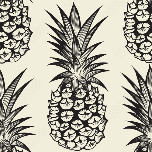 Seamless pattern with pineapples