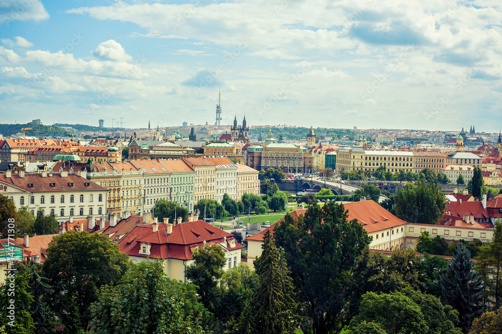 Beautiful panorama view of Prague and its architecture