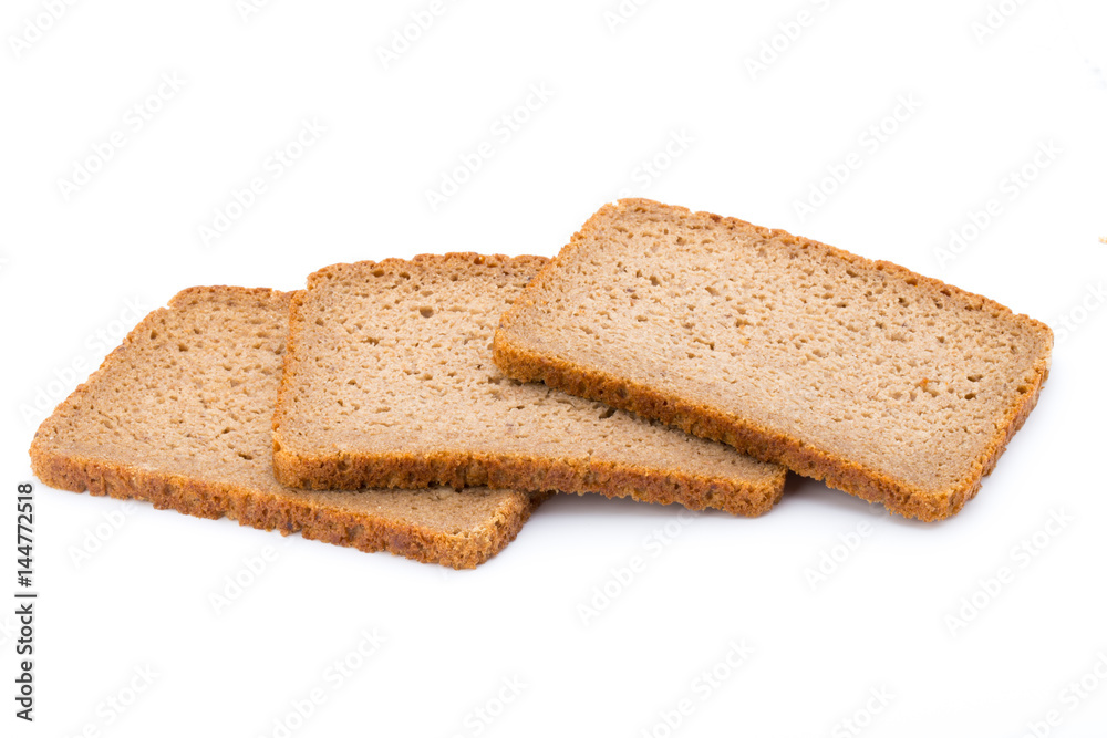 Slices of rye bread isolated on white background. Slices of rye bread isolated on white background.