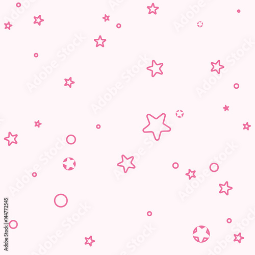 Simple seamless pattern of shape stars. Light pink background for girls.