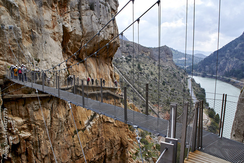 Suspension bridge of Caminito del Rey, Guadalhorce river