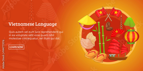 Vietnam banner horizontal, cartoon style