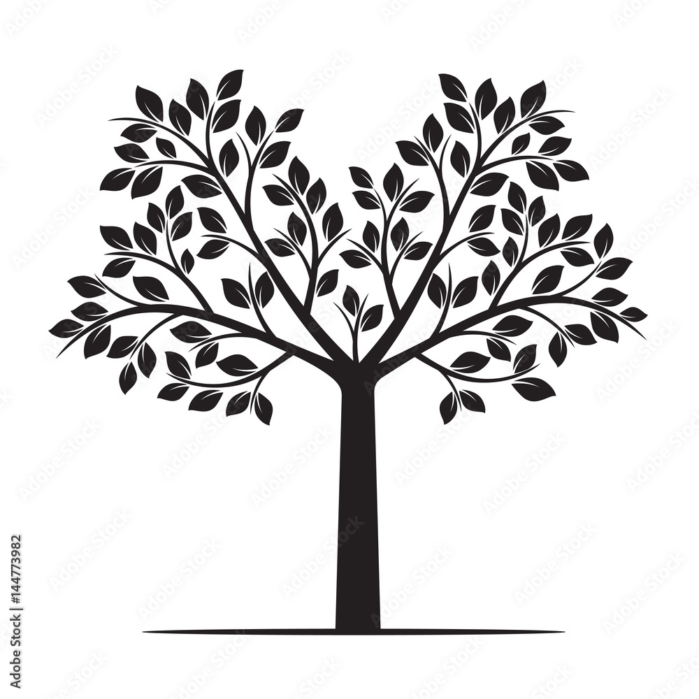 Black Tree with Leafs. Vector Illustration. Black Tree with Leafs. Vector Illustration.