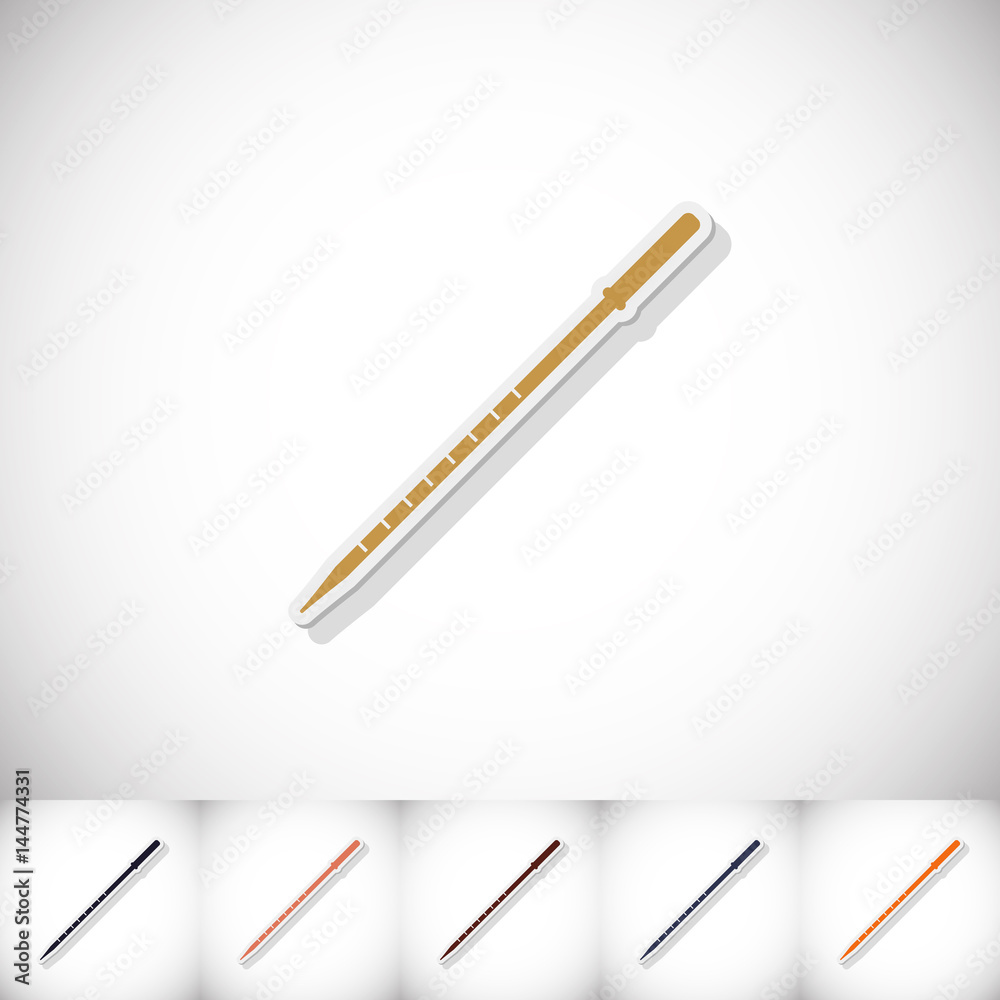 Medical pipette. Flat sticker with shadow on white background Medical pipette. Flat sticker with shadow on white background