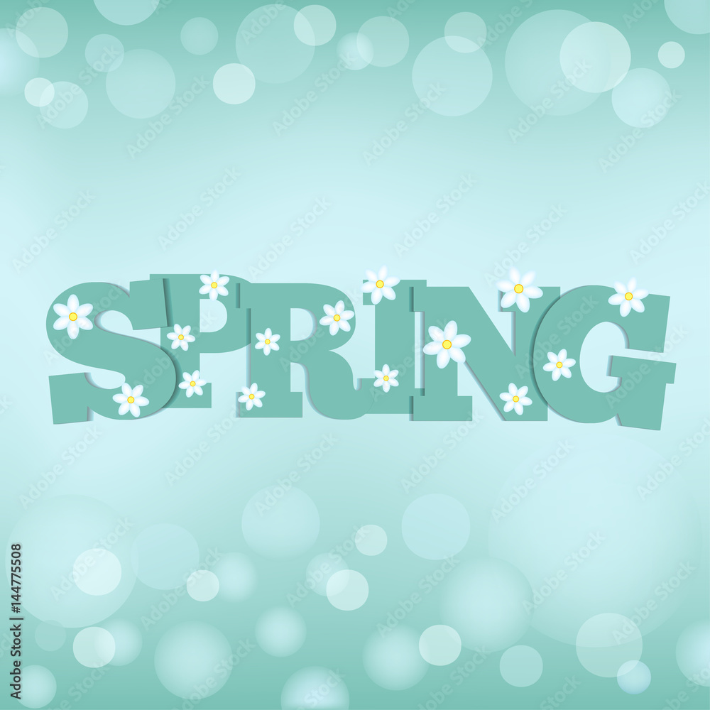 Spring letter with white flowers. Vector illustration