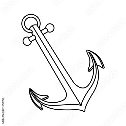 Fototapeta monochrome silhouette of anchor icon vector illustration