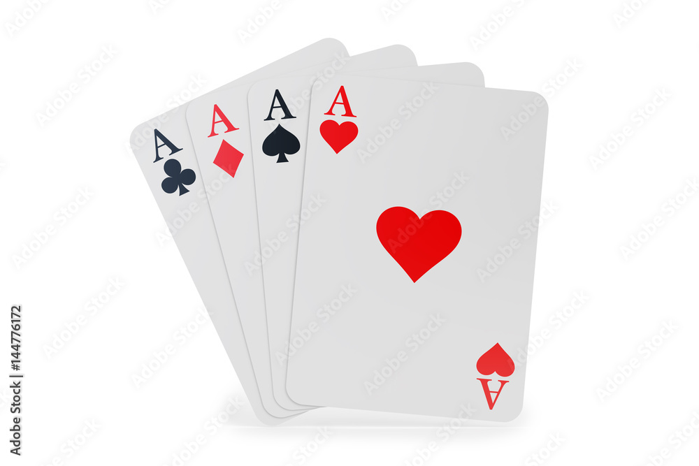Four aces closeup, 3D rendering Four aces closeup, 3D rendering