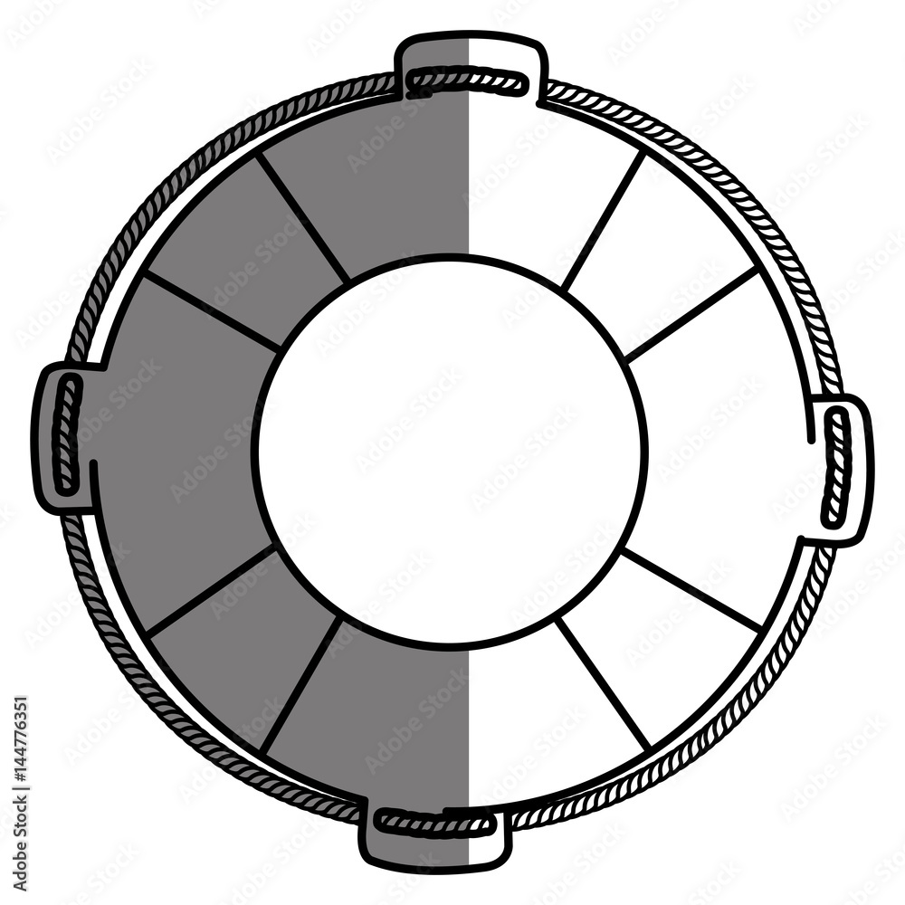 monochrome silhouette of flotation hoop with rope and half shadow vector illustration monochrome silhouette of flotation hoop with rope and half shadow vector illustration