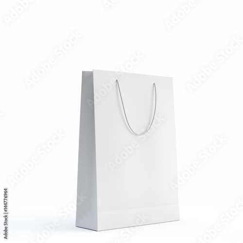White paper bag isolated on white, 3d render
