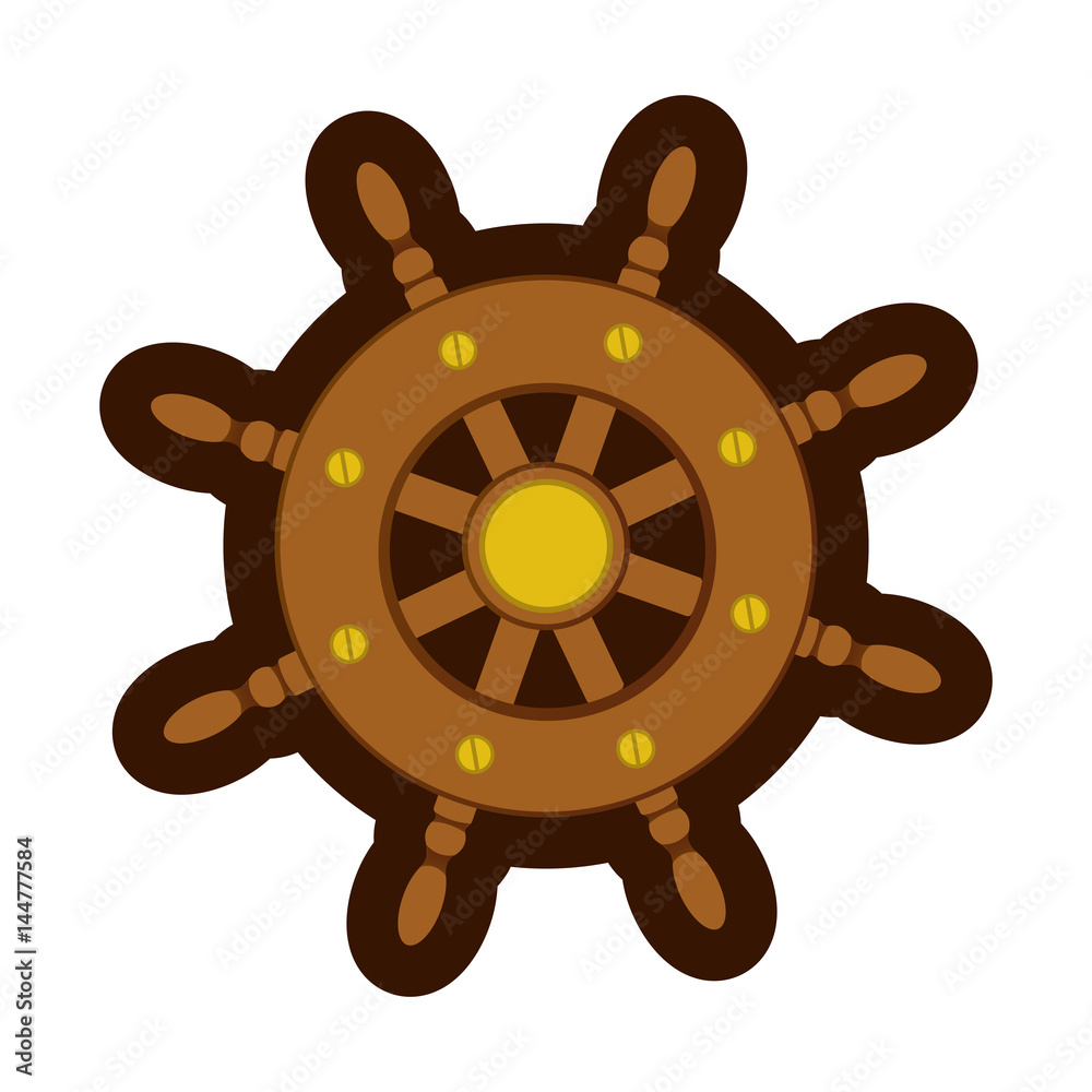 Obraz premium colorful silhouette of boat helm with thick contour vector illustration