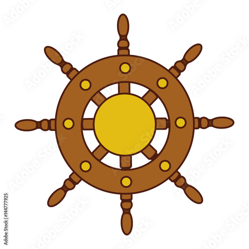 aged silhouette of boat helm vector illustration