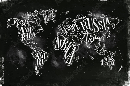 Worldmap vintage chalk
