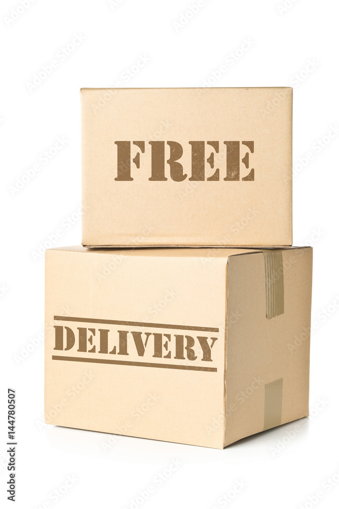 Two carton parcels with Free Delivery imprint