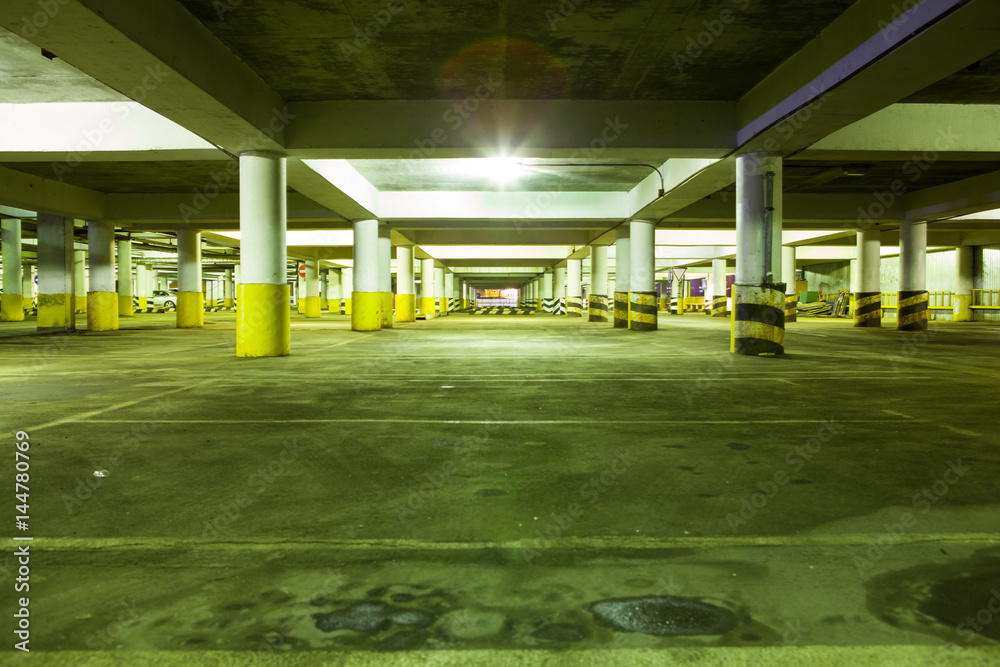 Fototapeta premium night Underground parking light