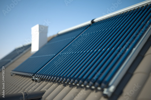 Solar heater on the roof  photo