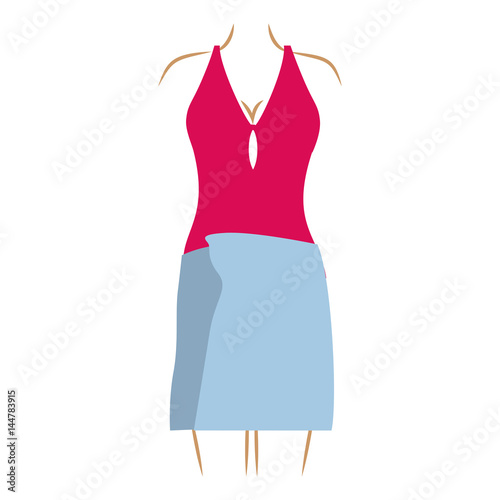 red and blue dress on mannequin clip art preview