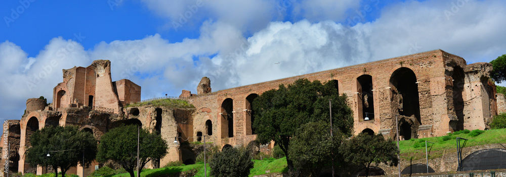 Palatine Hill Imperial Palace ancient ruins with clouds in Rome