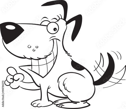 Black and white illustration of a dog pointing.