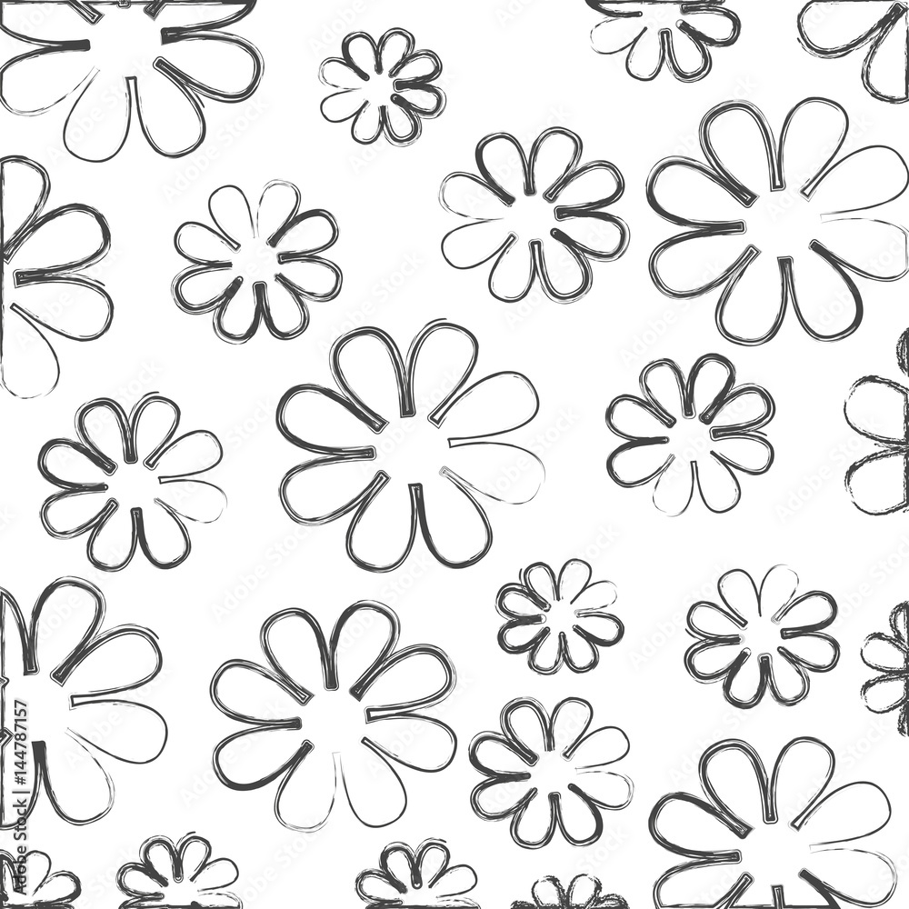 blurred silhouette sketch decorative pattern flowers design vector illustration