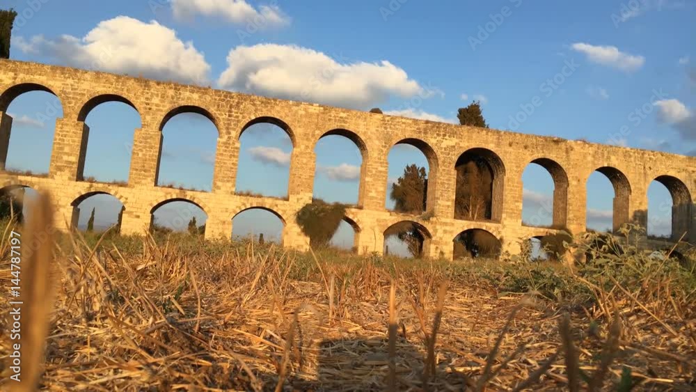 Low angle timelapse of the Aqueduct of Acre Low angle timelapse of the Aqueduct of Acre