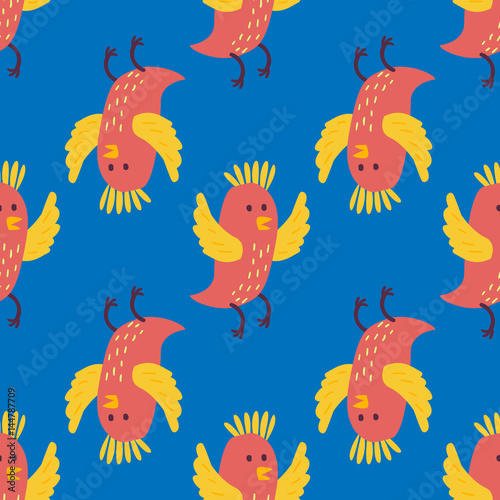 Cute birds seamless pattern vector illustration cartoon colorful