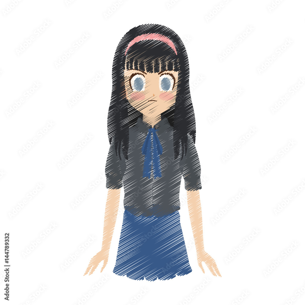 Girl with blue eyes anime sketch