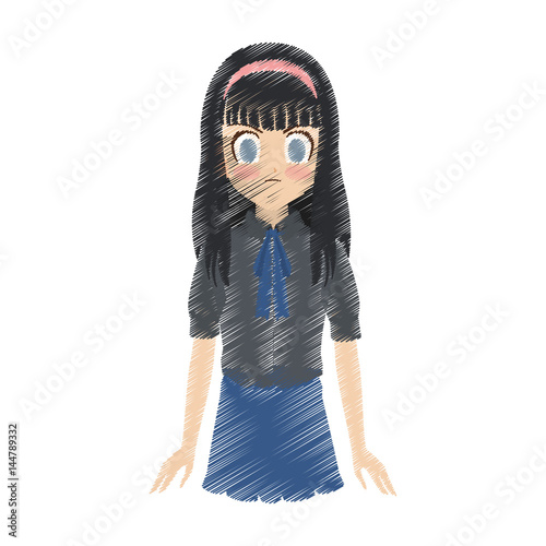 Cute Anime Or Manga School Girl With Black Hair And Blue Eyes Icon Image Vector Illustration Design Stock Vector Adobe Stock Cute Anime Or Manga School Girl With Black Hair And Blue Eyes Icon Image Vector Illustration Design Stock Vector Adobe Stock