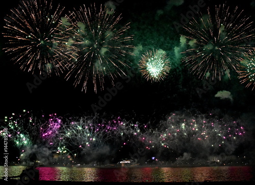 Skyfire 2017 in Canberra, Australia. Fireworks during Canberra's annual SkyFire appear above Lake Burley Griffin. photo