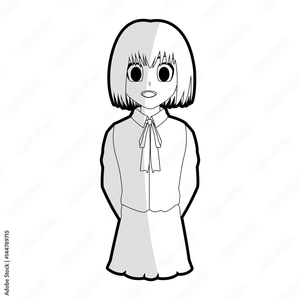 Premium Vector  Anime girl in student uniform outline drawing