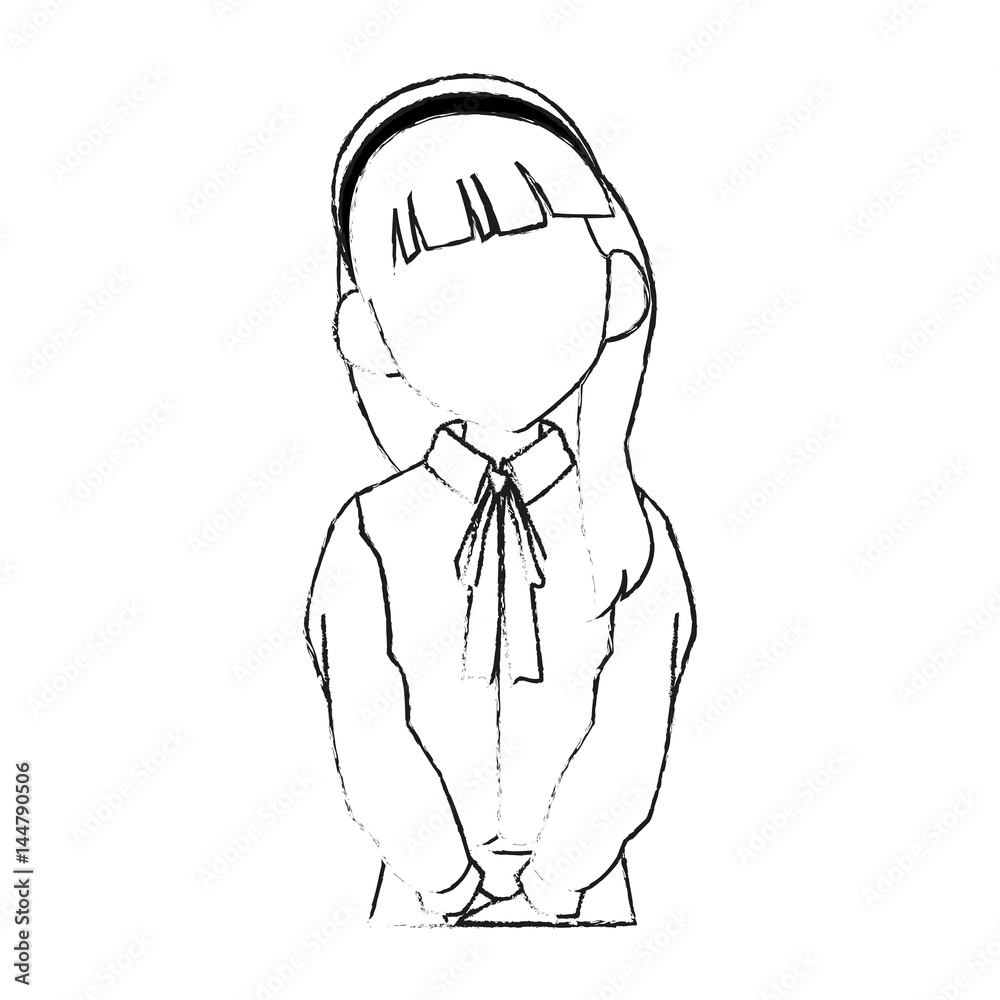faceless young woman with long straight hair with fringe icon image vector illustration design faceless young woman with long straight hair with fringe icon image vector illustration design