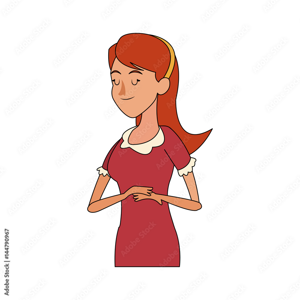 happy woman with closed eyes and long red hair icon image vector illustration design happy woman with closed eyes and long red hair icon image vector illustration design