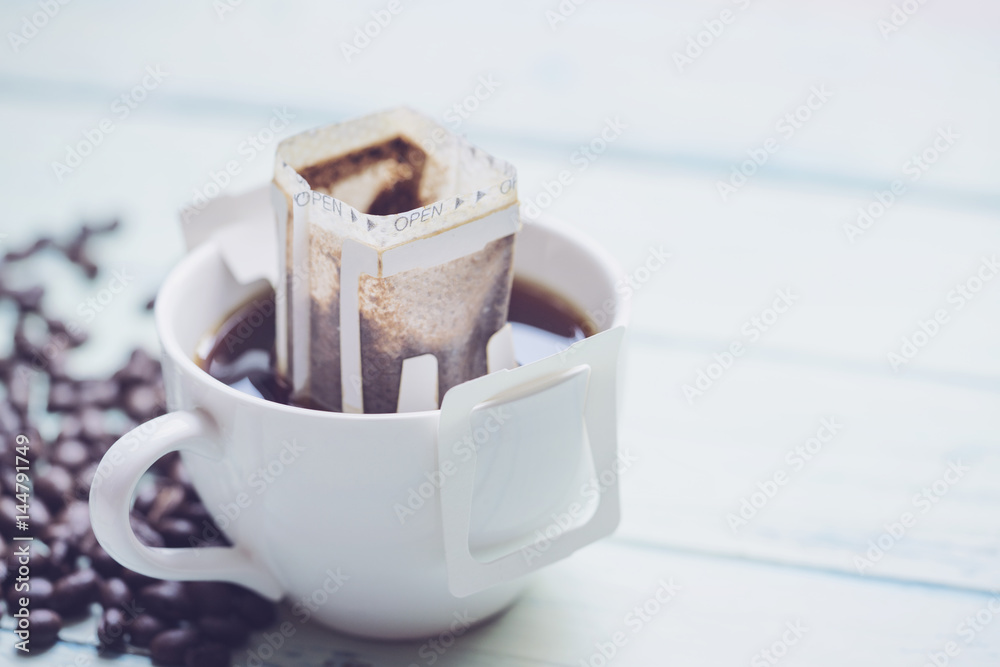 Instant freshly brewed cup of coffee 
