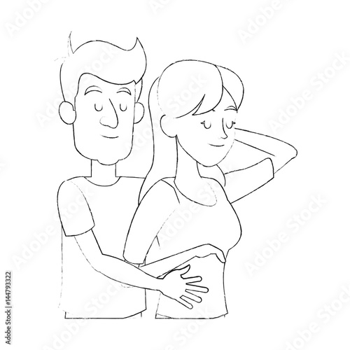 woman man couple hugging icon image vector illustration design 