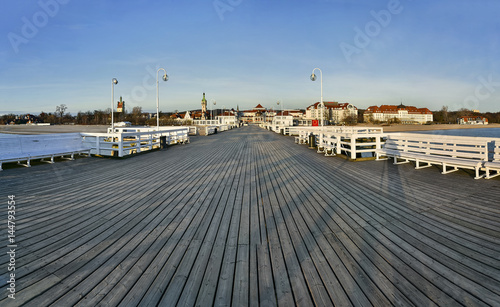 Longest wooden pier in Europe  Sopot  Poland - panorama 