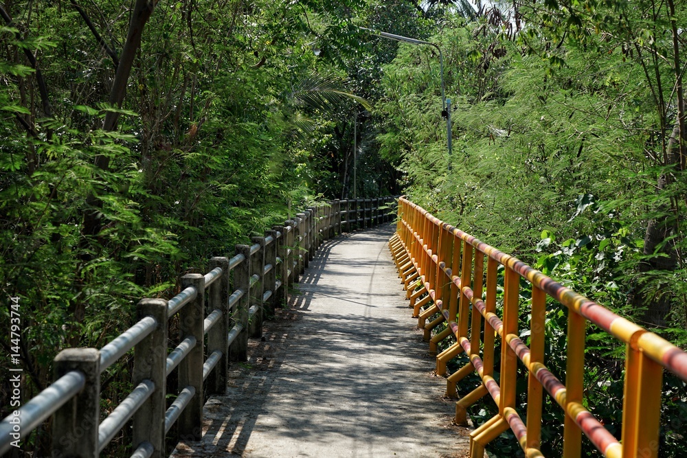 The bike path in the park is a typical route.