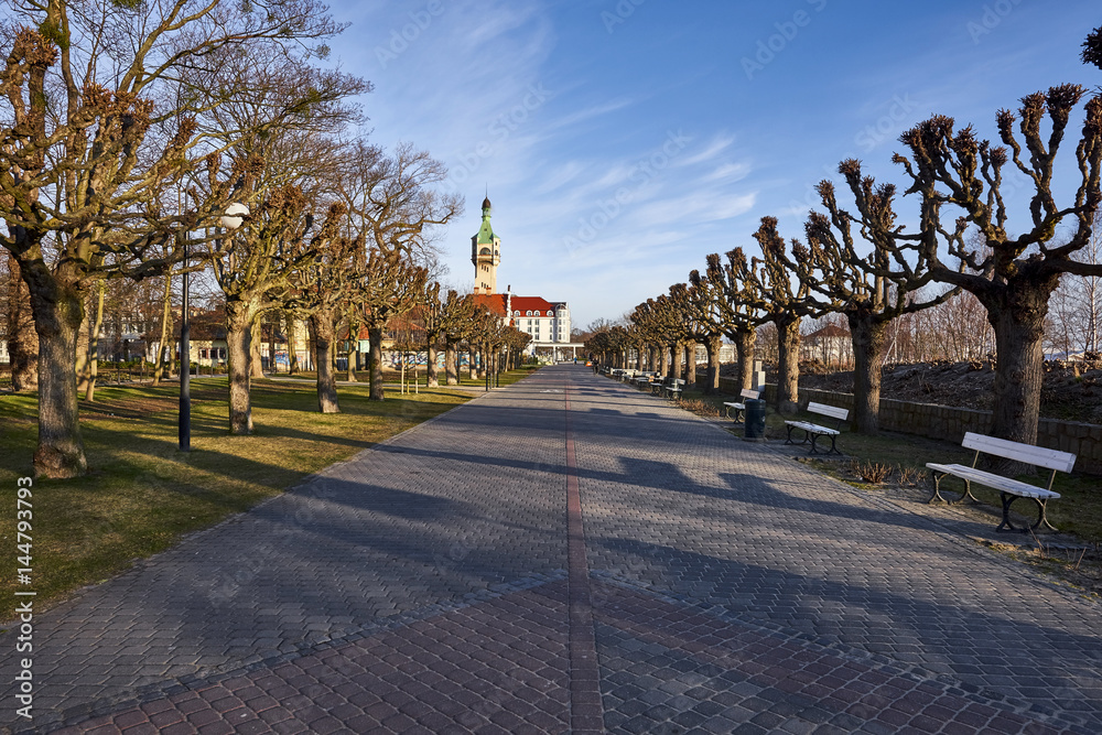 Sopot, Poland - 25 march  2017:  square in the town of Sopot, Poland. - panorama 