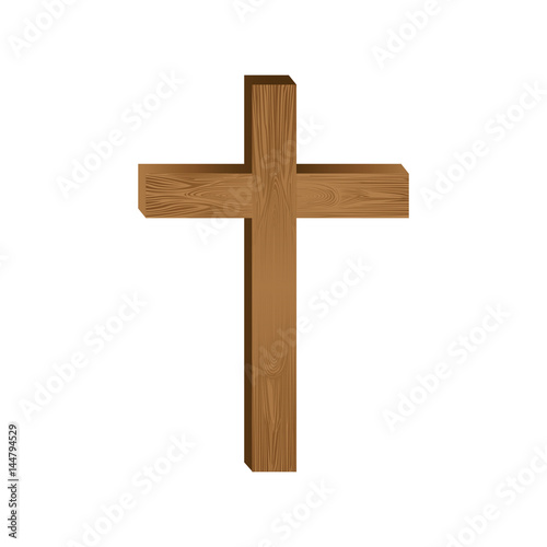 white background with wooden cross vector illustration
