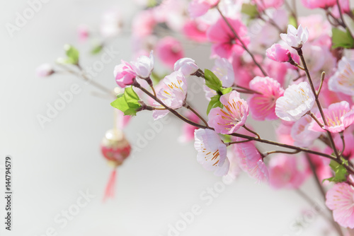 Beautiful artificial cherry blossom tree. Asian decoration