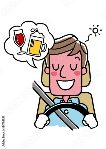 運転する男性：お酒を飲んで運転