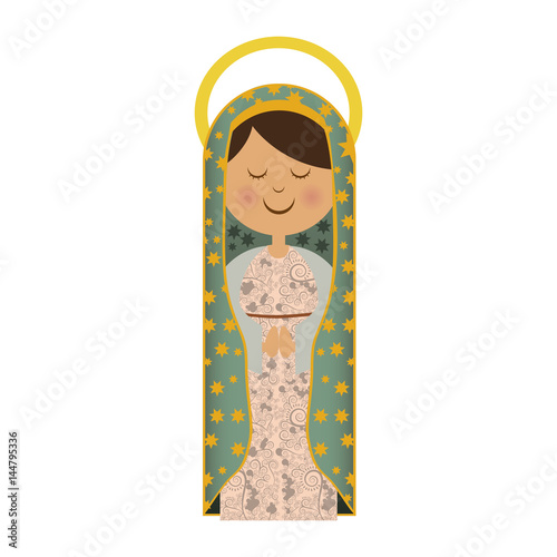 white background of virgin of guadalupe with aura vector illustration