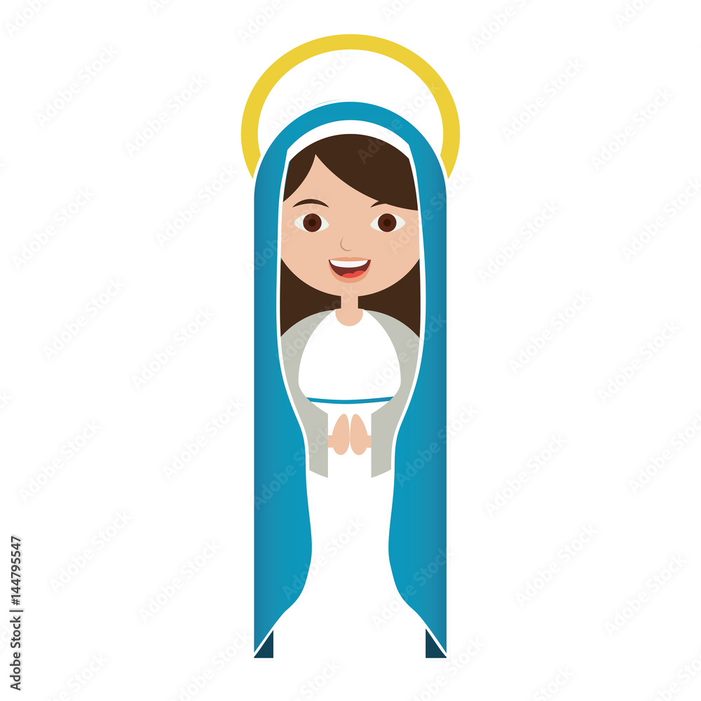 white background of beautiful virgin with blue mantle and aura vector illustration white background of beautiful virgin with blue mantle and aura vector illustration
