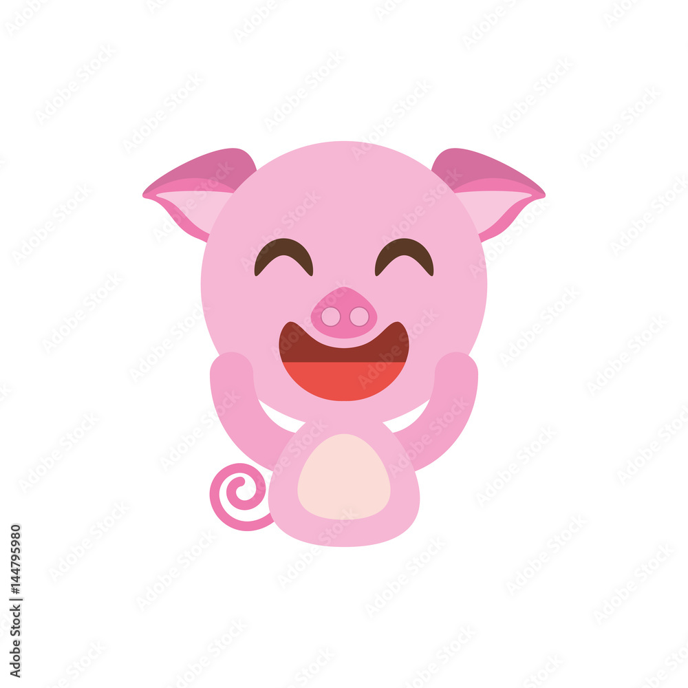 cute piggy animal character funny vector illustration eps 10